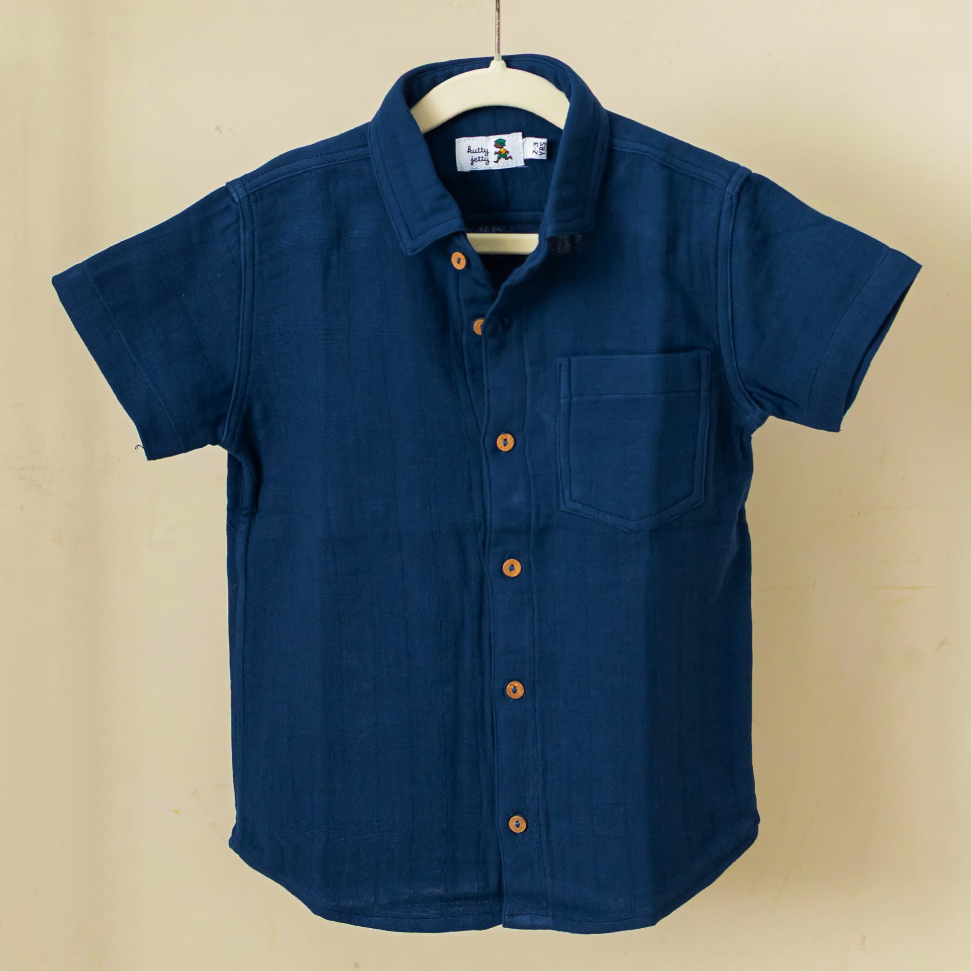 Dark Blue Crinkled Cotton