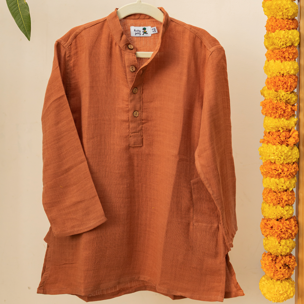 Crinkled Cotton - Rust Brown