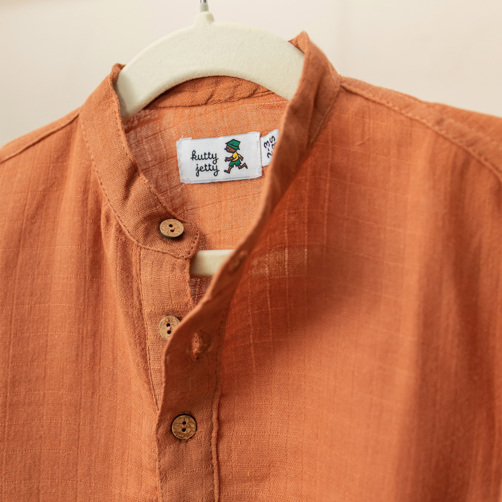 Crinkled Cotton - Rust Brown