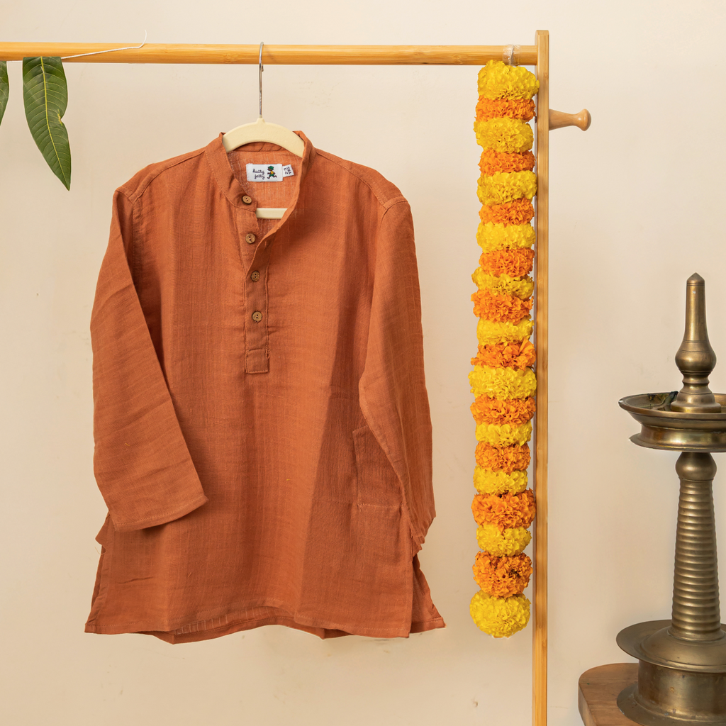 Crinkled Cotton - Rust Brown