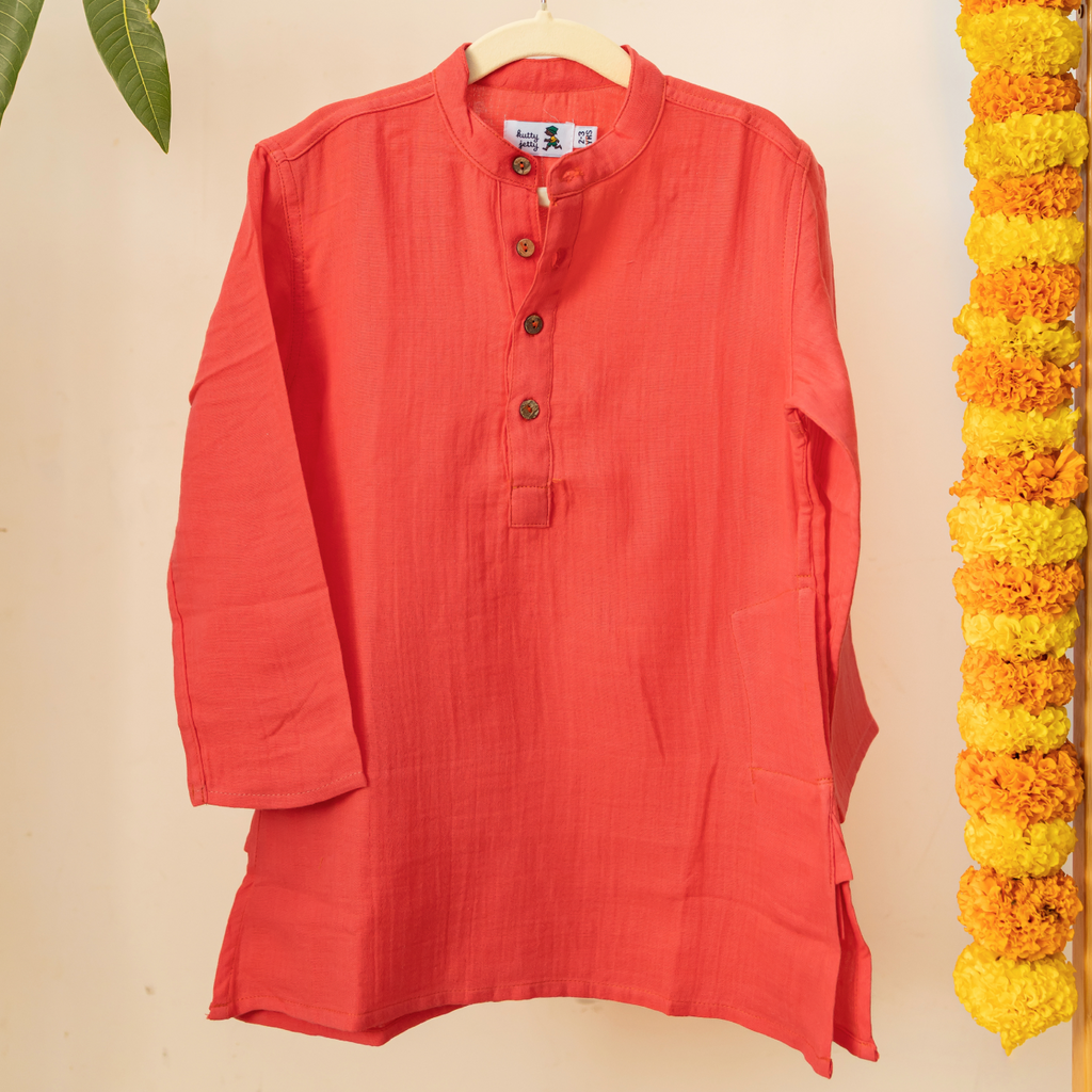 Crinkled Cotton - Bright Red-Orange