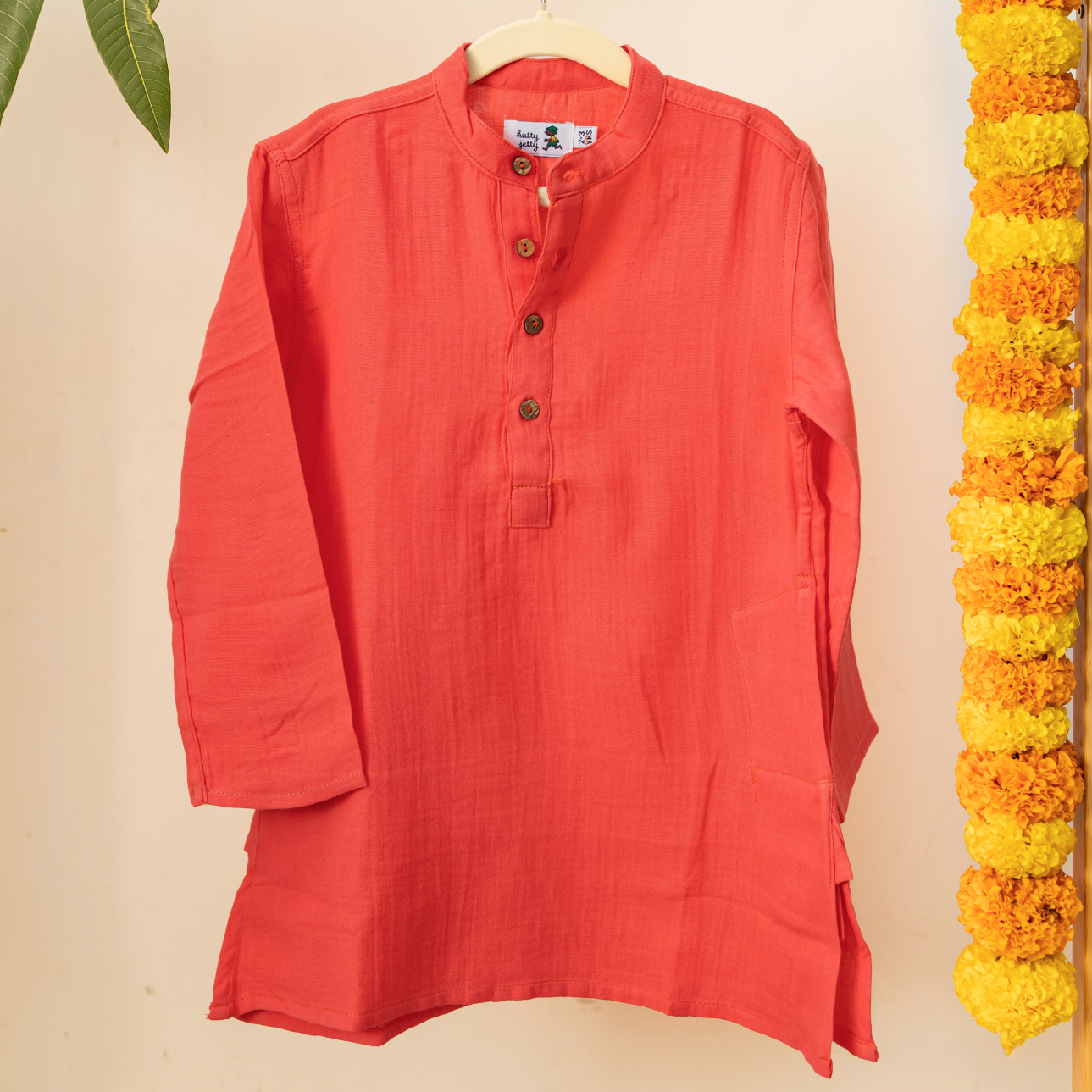 Crinkled Cotton - Bright Red-Orange