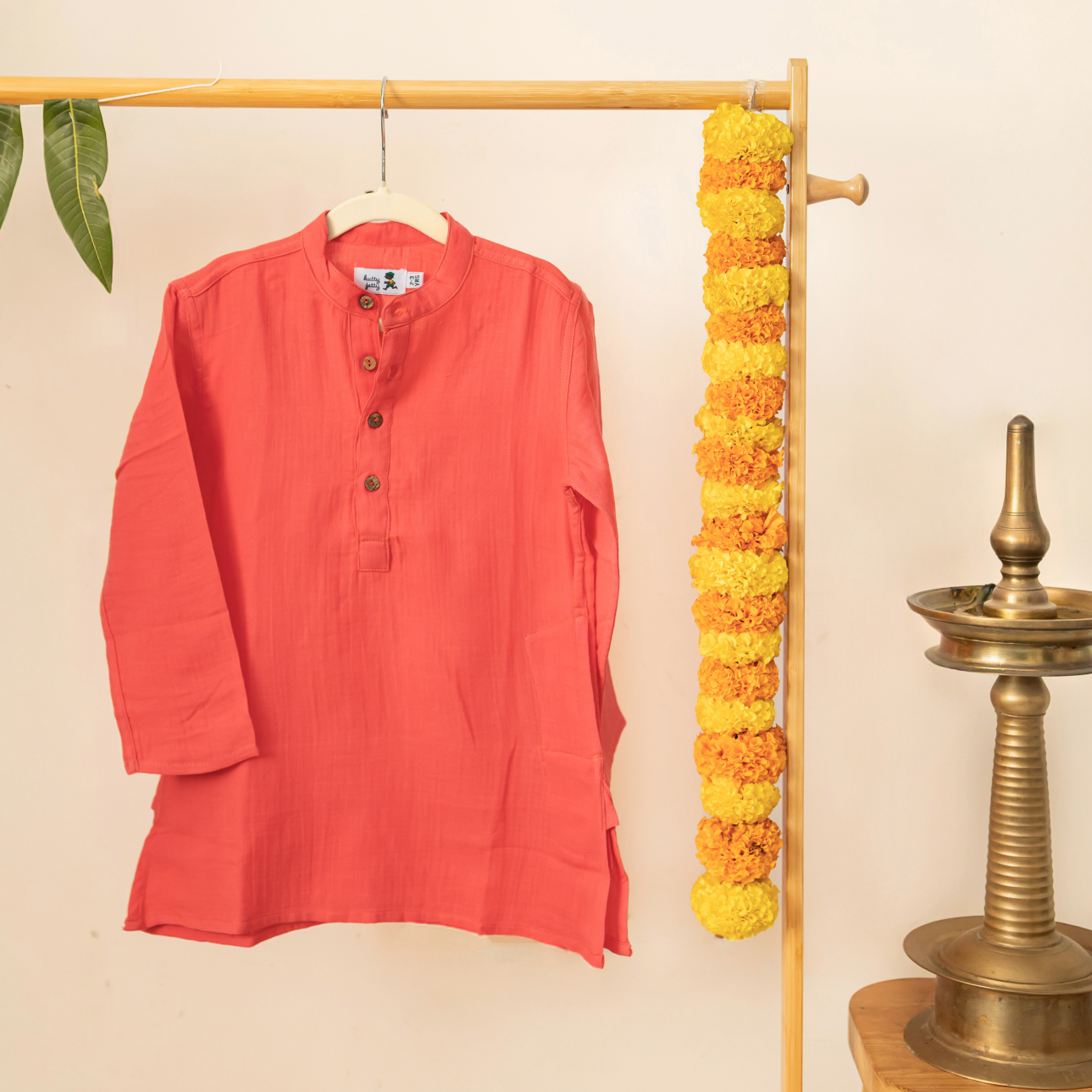 Crinkled Cotton - Bright Red-Orange