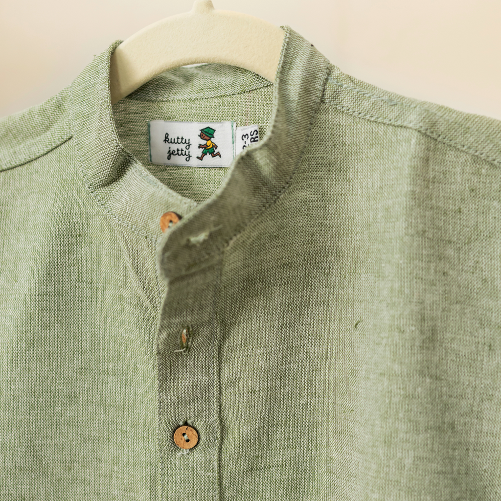 Cotton Linen Kurta - Green