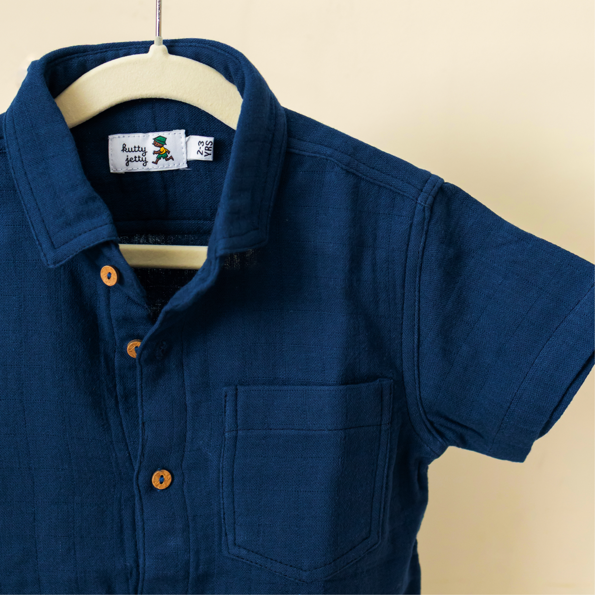 Dark Blue Crinkled Cotton
